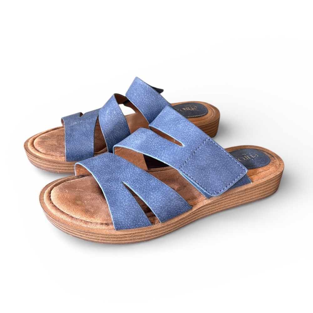 Eurosofft by Sofft Nadine Blue Slip‎ On Faux Leather Sandals Size 7